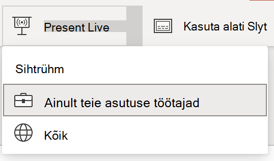 Live Presentation'i sihtrühma valimine