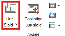 Kuvatõmmis paigutusest Uus slaid.