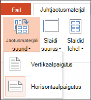 Screenshot showing Handout Orientation menu