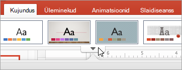 Kuvab standardkujunduse jaotises noole „Rohkem“