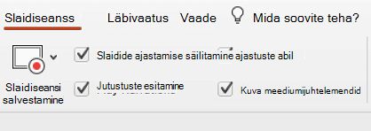 Lindi menüü Slaidiseanss, kus on valitud käsk Hoia slaidid värskendatud.
