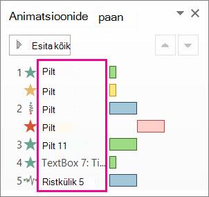 Objektide nimed ilma kirjelduseta