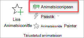 Lüliti Animatsioonipaan leiate menüüst Animatsioonid.
