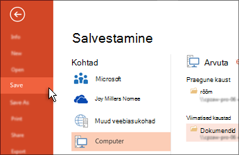 PowerPointi esitluse salvestamine