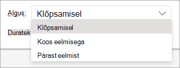 Ripploendi Start selektor animatsiooni rakendamisel PowerPointi veebirakendus.