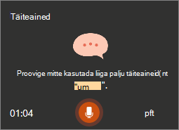 Esinemiskoolitaja ekraanil kuvatavad juhised