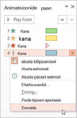 Animatsiooniefekti eemaldamine