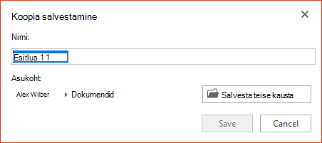 PowerPoint Online'i dialoogiboks Koopia salvestamine