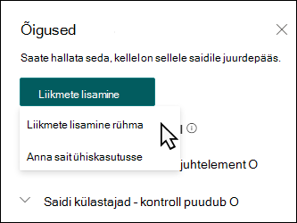 Liikmete lisamise paani eelvaade