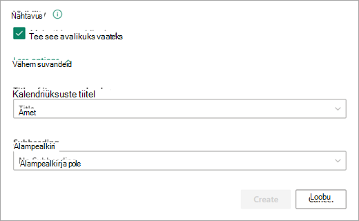 Saate lisada oma kalendrile soovitud nähtavustaseme.