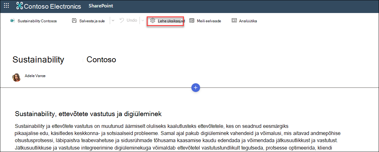 location of page details button