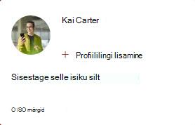 Pildil on kujutatud keskmine People kaart, mis võimaldab teil lisada profiililingi ja sisestada selle inimese sildijoone. Silt võib olla kuni 50 märgi pikkune.