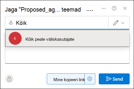 Dokumendi kõigi jaoks ühiskasutusse andmine ühiskasutuse dialoogiboksi kaudu