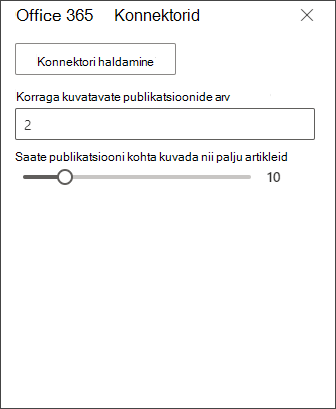 Kuvatõmmis Office 365 konnektori redigeerimispaanist