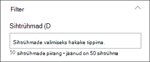 Kiirlinkide veebiosa redigeerimispaan, kus on kuvatud rühmanimede sisestamise tekstiväli Sihtrühmad sihtrühmale