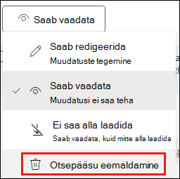 Kuvatõmmis ühiskasutusõigustest, kus on esile tõstetud otsejuurdepääsu eemaldamine.