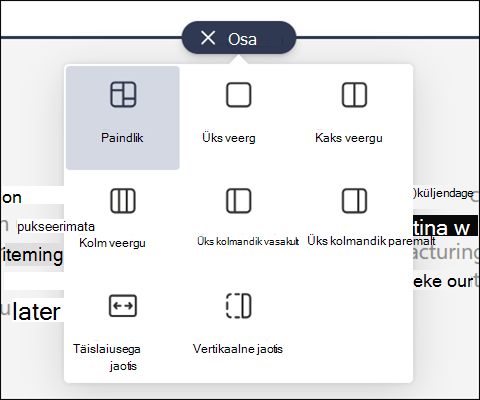 New section toolbox with flexible section