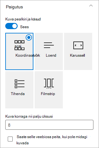 Valige soovitud paigutusvorming.