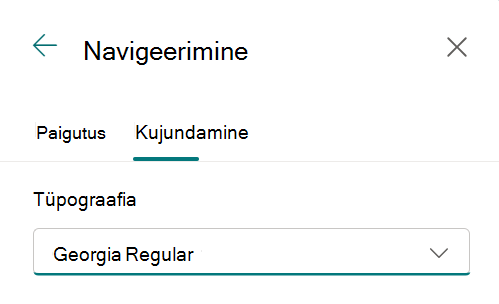 Saidi navigeerimise tüpograafia jaotis teemas Navigeerimislingi teksti fondipaketi loendi ilme muutmine
