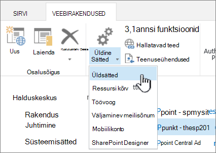 Lindi jaotis Halda, millel on valitud Üldsätted