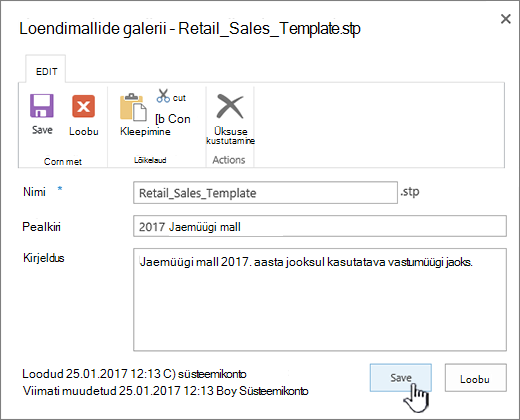 Loendimallide atribuutide redigeerimine