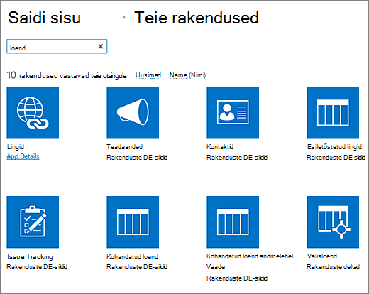Loendirakendused saidisisu lehel