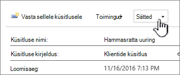Nupp Küsitluse sätted küsitluse üldvaate ülaosas