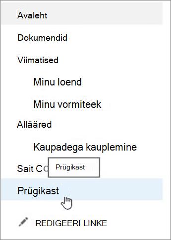 Valige vasakpoolsel navigeerimispaanil Prügikast.