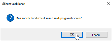 Üksuse kustutamise kinnitusdialoog, kus on esile tõstetud nupp Kustuta