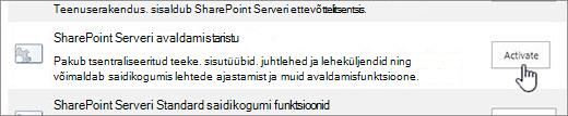 avaldamistaristu funktsiooni aktiveerimine