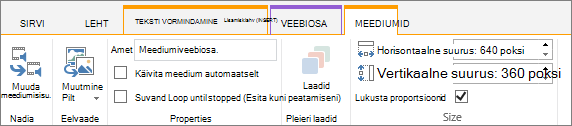 Redigeerimislindi menüü „Meedium“