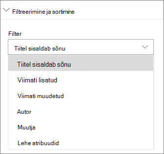 Uudiste filter ja sortimine