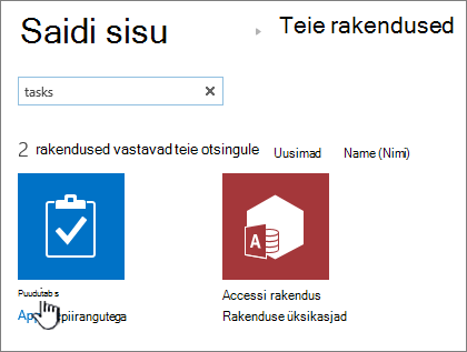 Tippige ülesanne otsinguväljale ja valige toiming