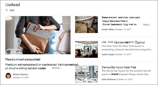 Meeskonnatöö saidi uus jaotis avalehel