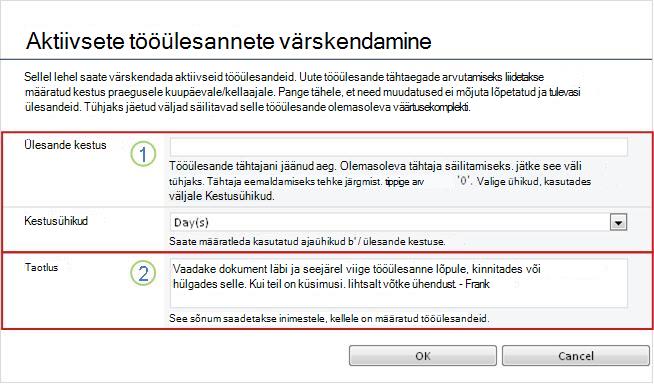 Kõikide aktiivsete tööülesannete muutmise vorm