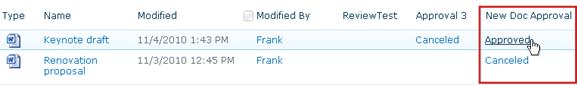 Töövoo oleku klõpsamine