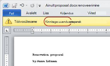 Läbivaadatav üksus koos kuvatud tekstiga Palun vaadake üle