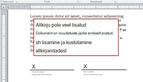 Dokument ilma esimese allkirjata, mida saab seega veel muuta