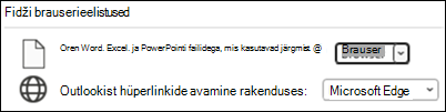 faili ja brauseri perference in Outlook