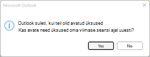 Outlooki viimase seansi tõrge