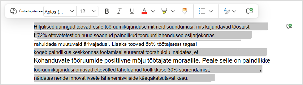 Ümberkirjutamissuvand konkreetse lõigu kiireks muutmiseks.