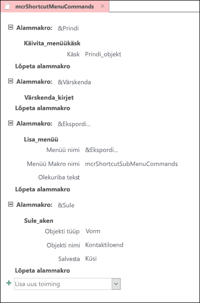 Nelja alammakroga Accessi makro kuvatõmmis