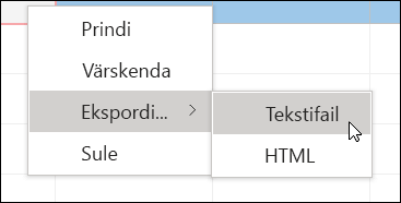 Alammenüü kiirmenüü kuvatõmmis