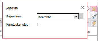 Veebiandmelehe vaate dialoogiboks Andmed