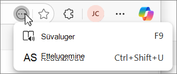 Edge More action button dropdown menu screenshot.