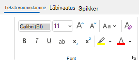 Tekstirühma vormindamine Outlookis.