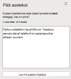 PowerPointi veebirakendus paan Pildi asetekst.