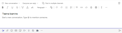 Microsoft Teamsi tekstiväli Lisa teema.