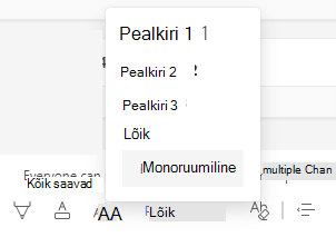 Microsoft Teamsi nupp Laadid ja loend.