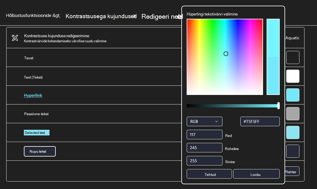 suure kontrastsusega Windows 11 kujundus